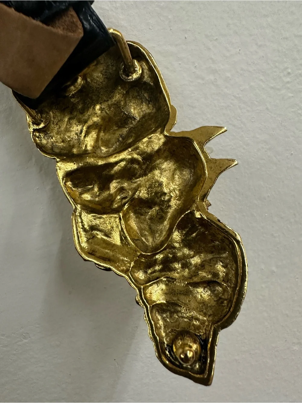 Gold color Animal dog Cluster genuine leather belt size medium by worth